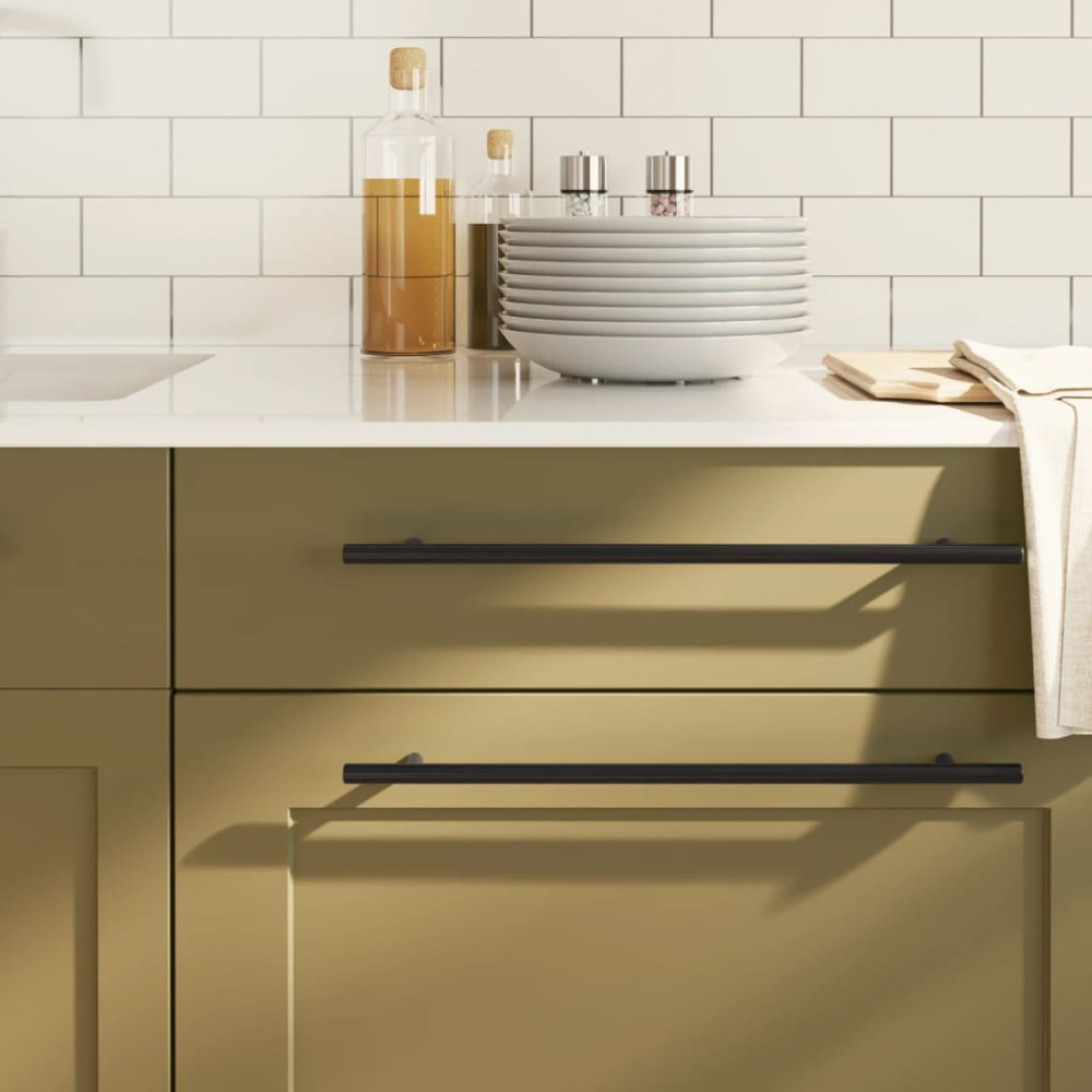 Produktbild för Skåphandtag 10 st svart 320 mm rostfritt stål