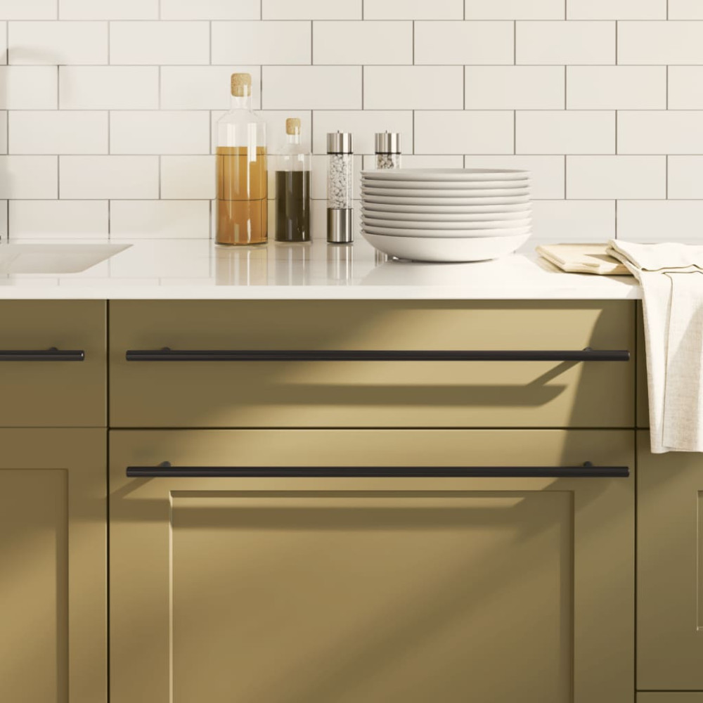 Produktbild för Skåphandtag 10 st svart 480 mm rostfritt stål