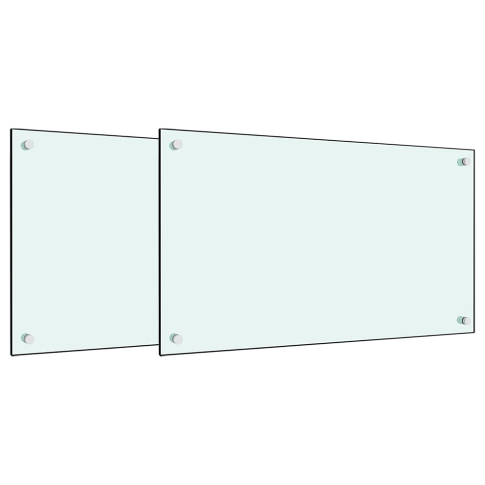 Produktbild för Stänkskydd 2 st vit 70x40 cm härdat glas