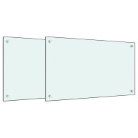 Produktbild för Stänkskydd 2 st vit 70x40 cm härdat glas