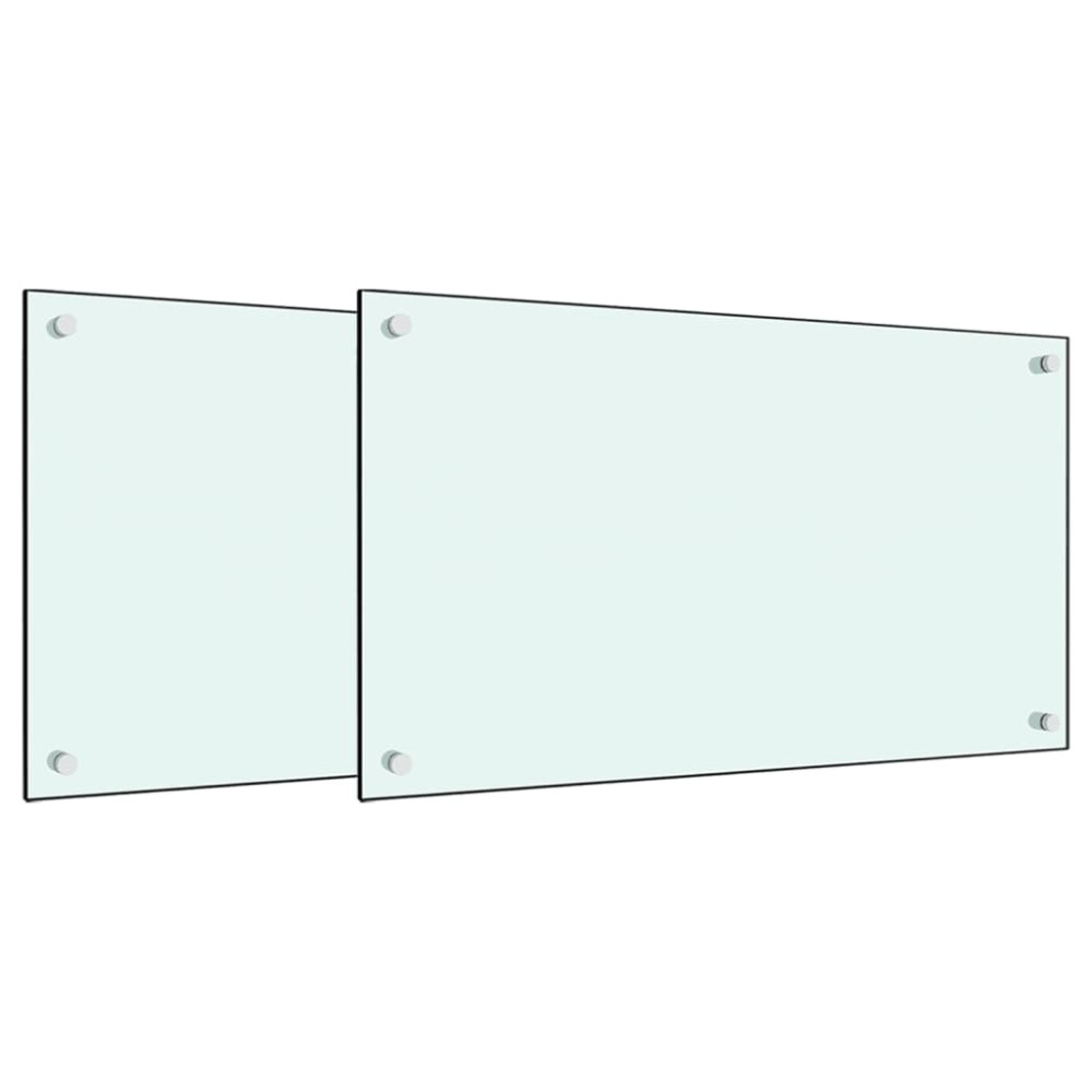 Produktbild för Stänkskydd 2 st vit 70x50 cm härdat glas
