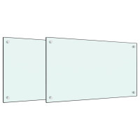Produktbild för Stänkskydd 2 st vit 70x50 cm härdat glas