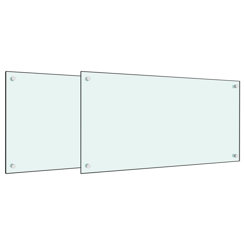 Produktbild för Stänkskydd 2 st vit 80x40 cm härdat glas