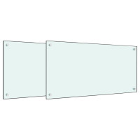 Produktbild för Stänkskydd 2 st vit 80x40 cm härdat glas