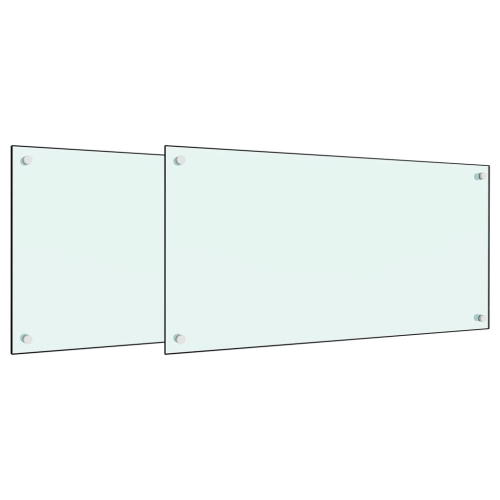 Produktbild för Stänkskydd 2 st vit 80x50 cm härdat glas
