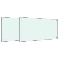 Produktbild för Stänkskydd 2 st vit 80x50 cm härdat glas