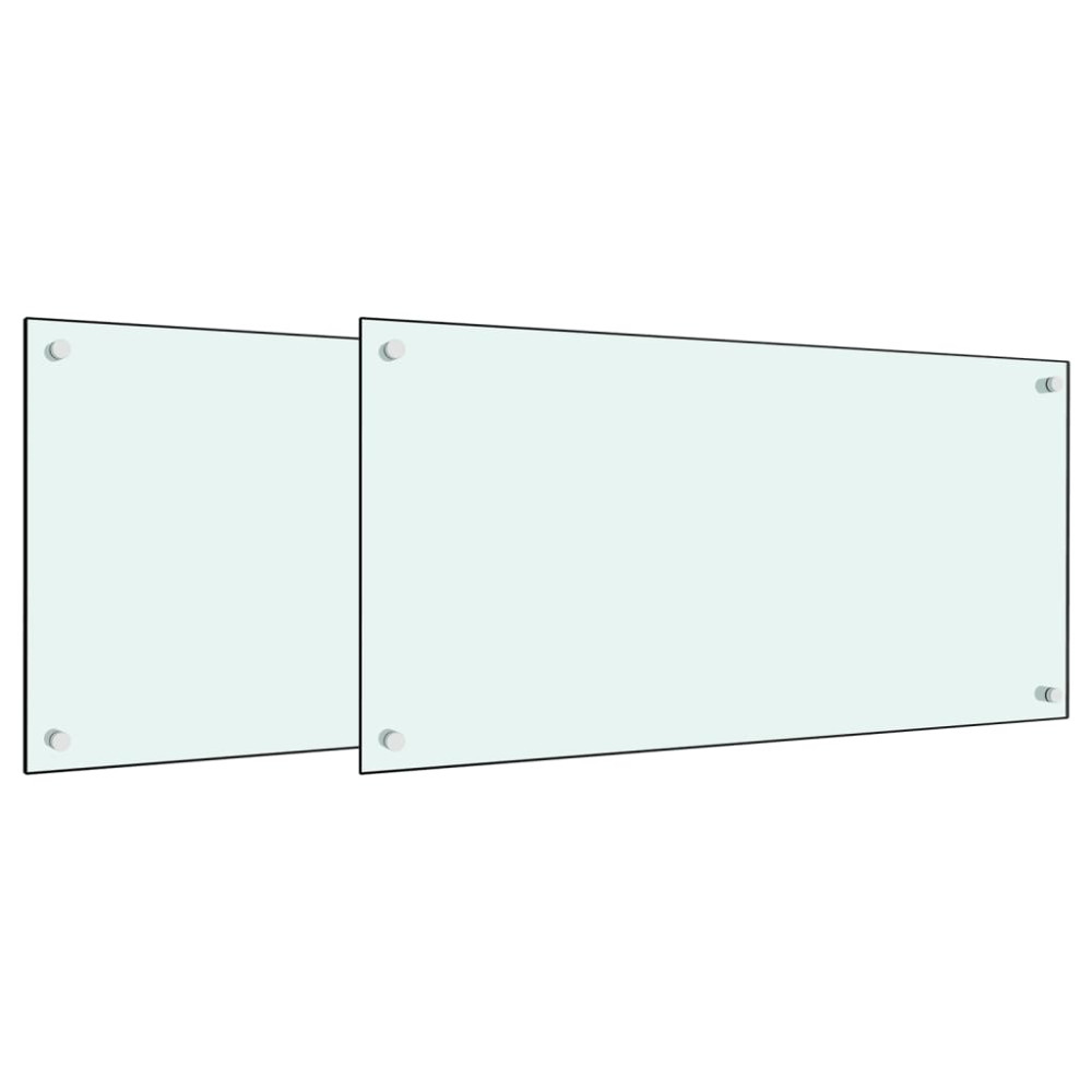 Produktbild för Stänkskydd 2 st vit 80x60 cm härdat glas