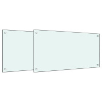 Produktbild för Stänkskydd 2 st vit 80x60 cm härdat glas