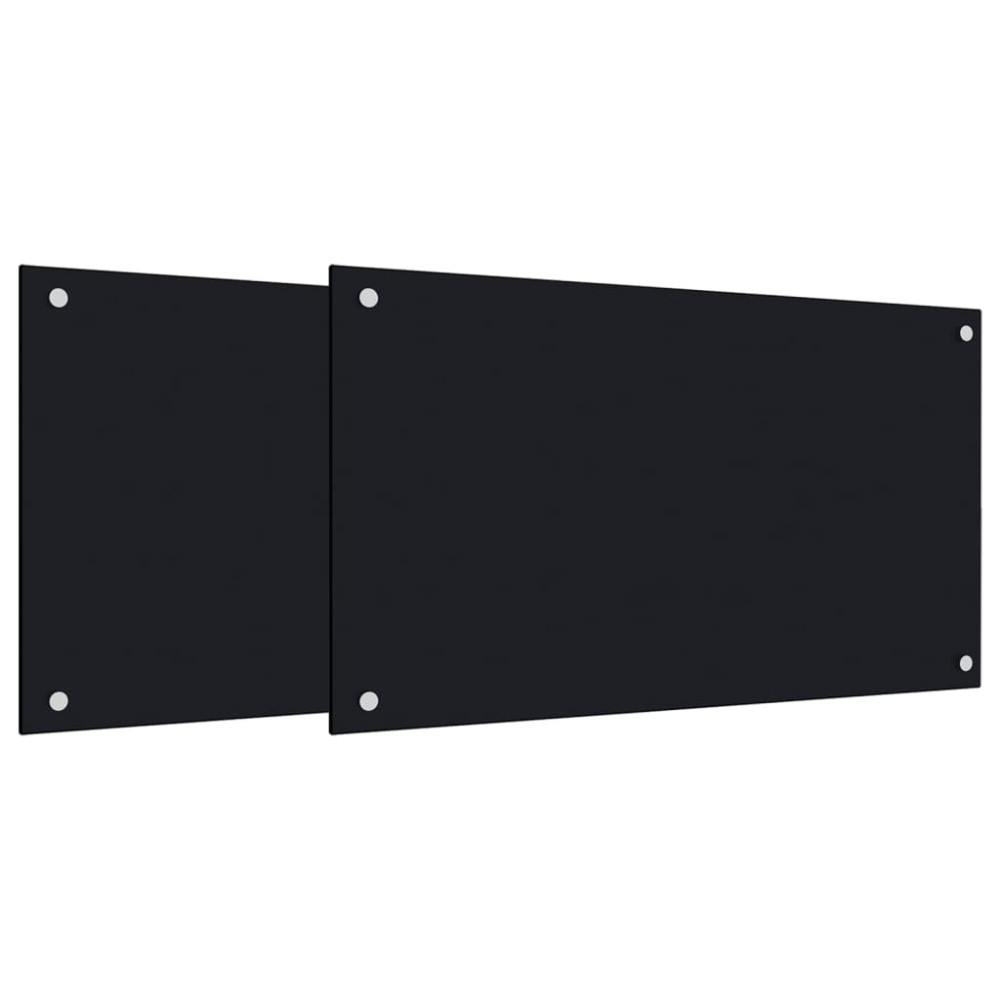 Produktbild för Stänkskydd 2 st svart 70x40 cm härdat glas