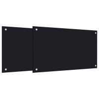Produktbild för Stänkskydd 2 st svart 70x40 cm härdat glas