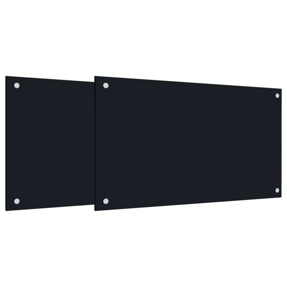 Produktbild för Stänkskydd 2 st svart 70x50 cm härdat glas