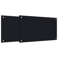 Produktbild för Stänkskydd 2 st svart 70x50 cm härdat glas