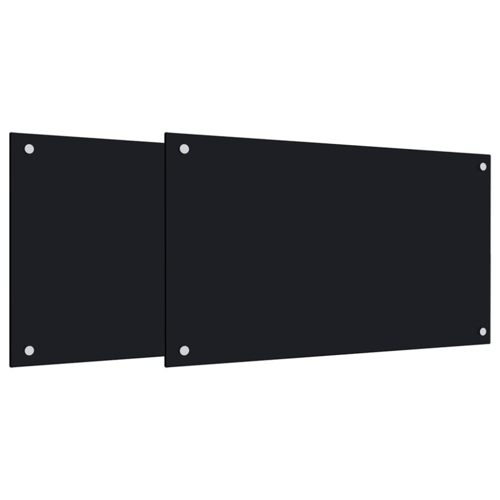 Produktbild för Stänkskydd 2 st svart 70x60 cm härdat glas