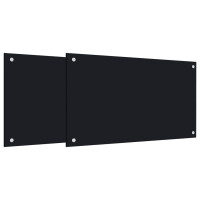 Produktbild för Stänkskydd 2 st svart 70x60 cm härdat glas