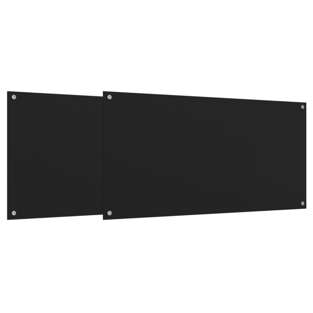 Produktbild för Stänkskydd 2 st svart 80x40 cm härdat glas