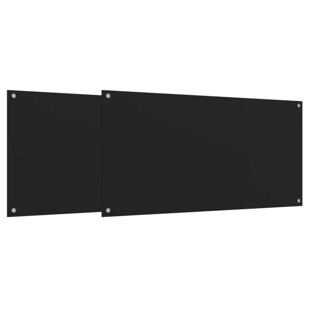 Produktbild för Stänkskydd 2 st svart 80x60 cm härdat glas