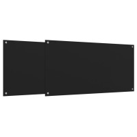 Produktbild för Stänkskydd 2 st svart 80x60 cm härdat glas
