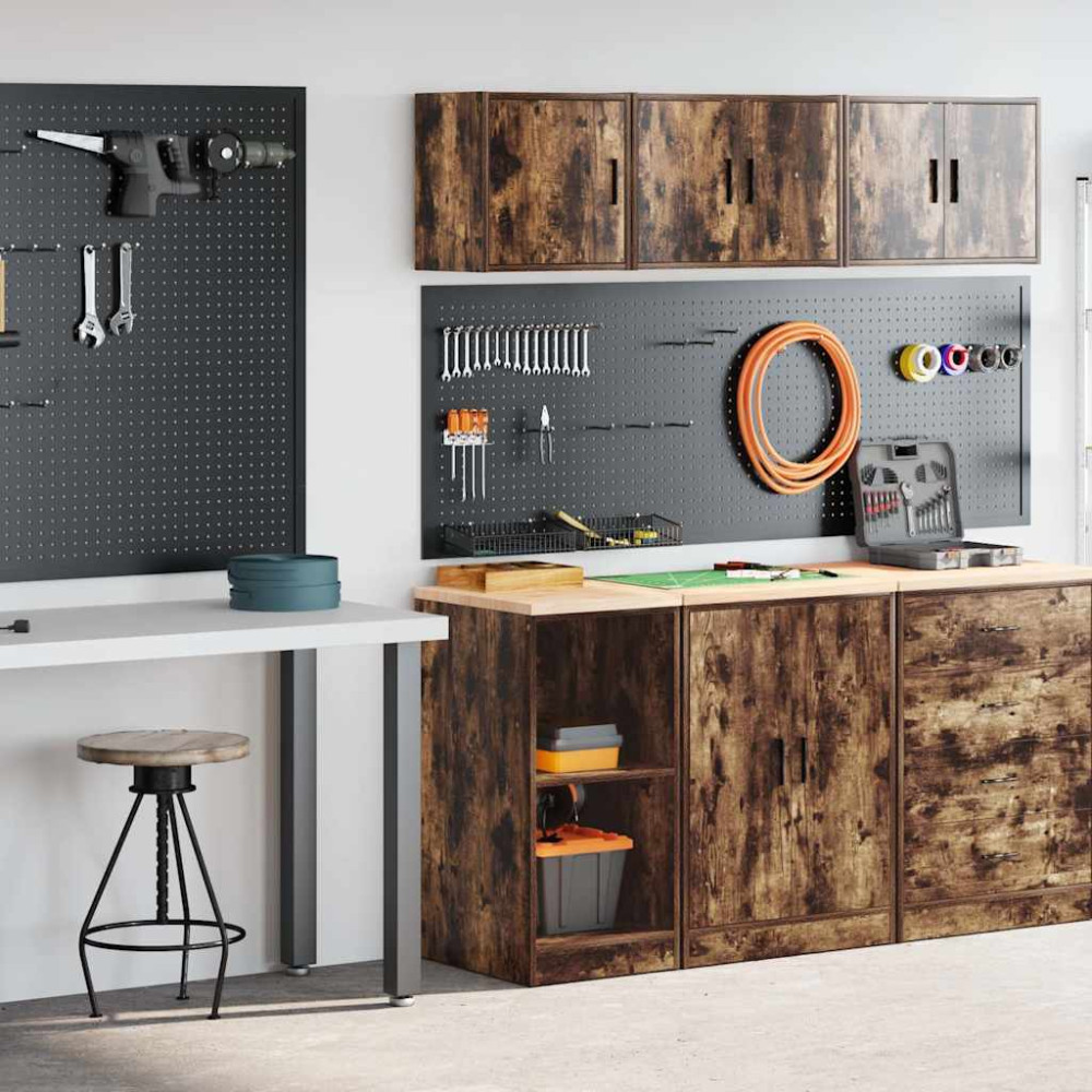 Produktbild för Garageskåp 2 st rökt ek konstruerat trä