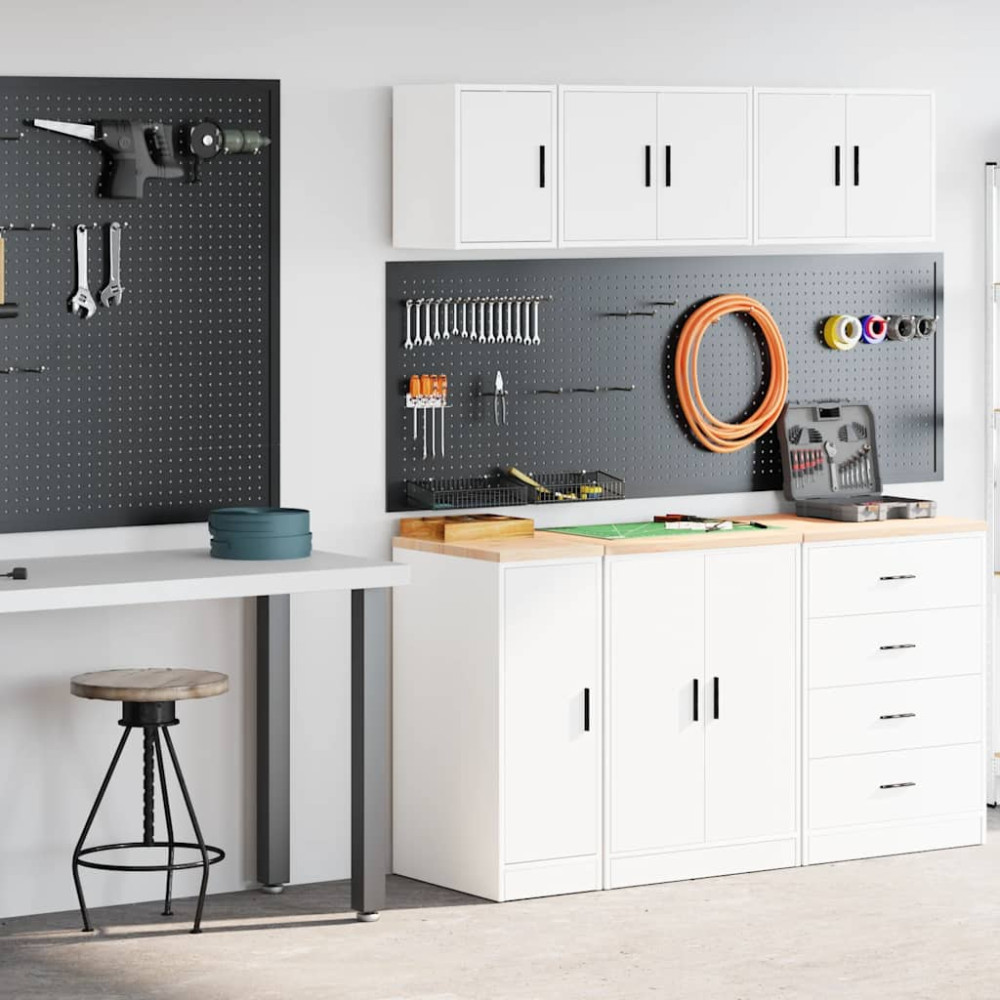 Produktbild för Garageskåp 2 st, vit, konstruerat trä