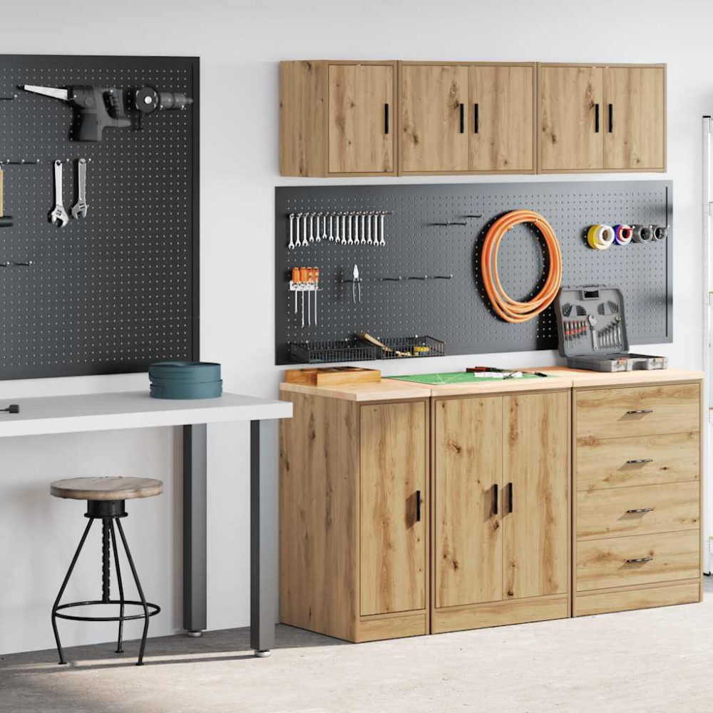 Produktbild för Garageskåp 2 st, hantverksmässig ek konstruerat trä