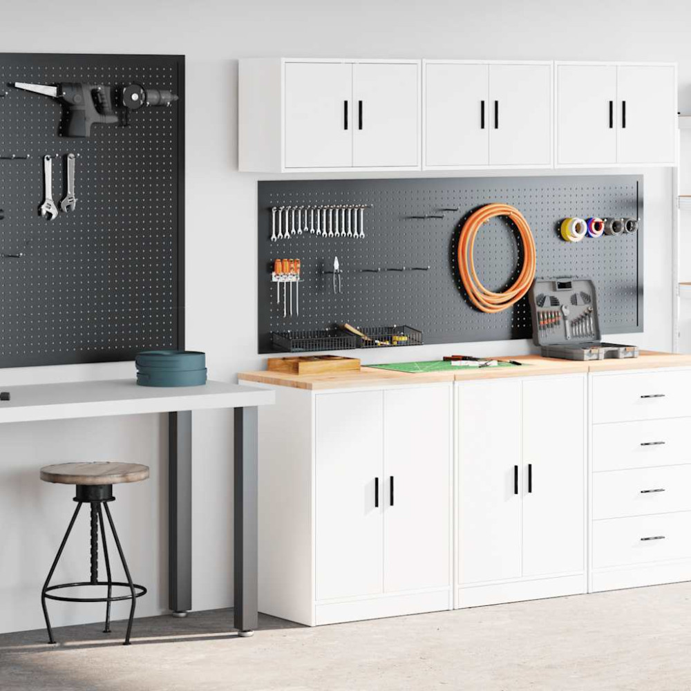 Produktbild för Garageskåp 2 st, vit, konstruerat trä