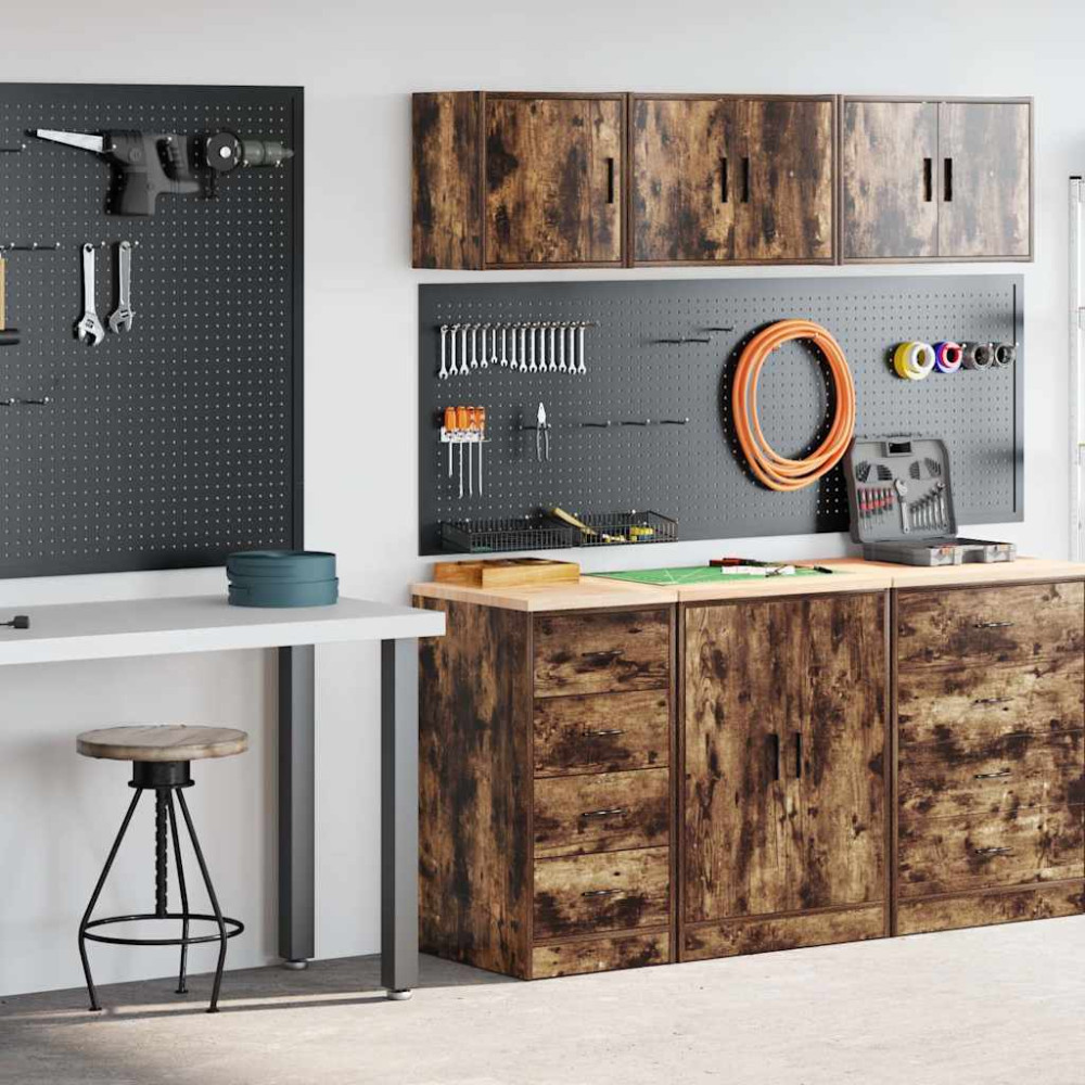 Produktbild för Garageskåp 2 st rökt ek konstruerat trä