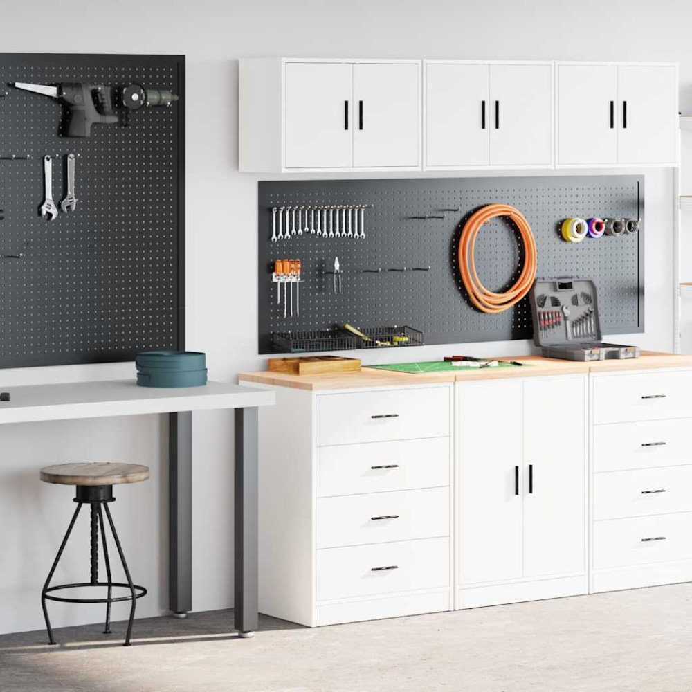 Produktbild för Garageskåp 2 st, vit, konstruerat trä