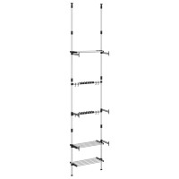 Produktbild för Teleskopisk trädgårdshylla med 3 hyllplan silver aluminium