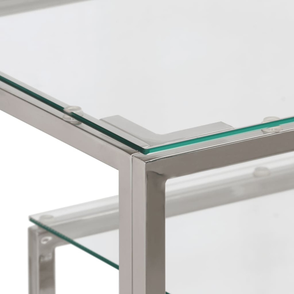 Produktbild för Konsolbord silver rostfritt stål och härdat glas