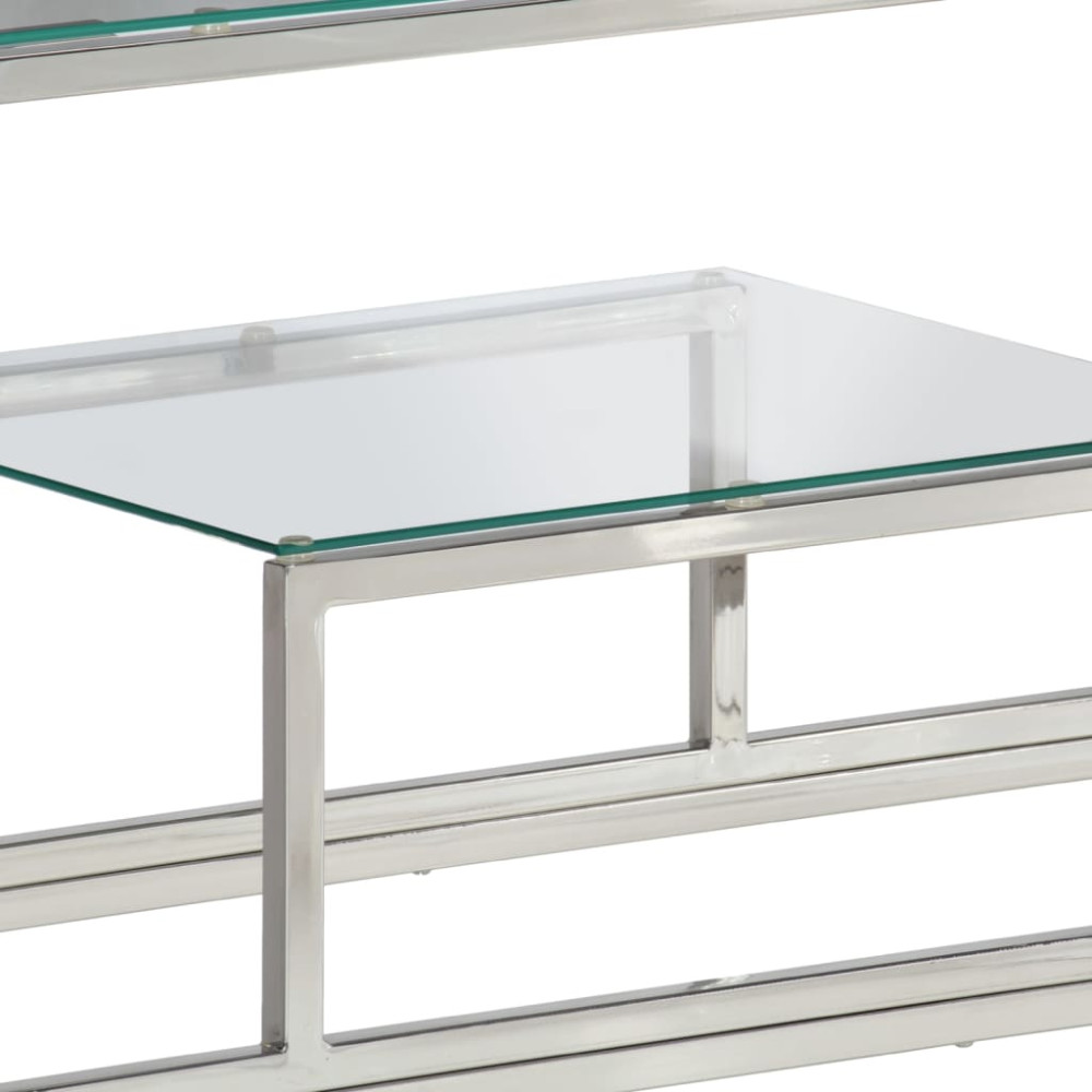 Produktbild för Konsolbord silver rostfritt stål och härdat glas