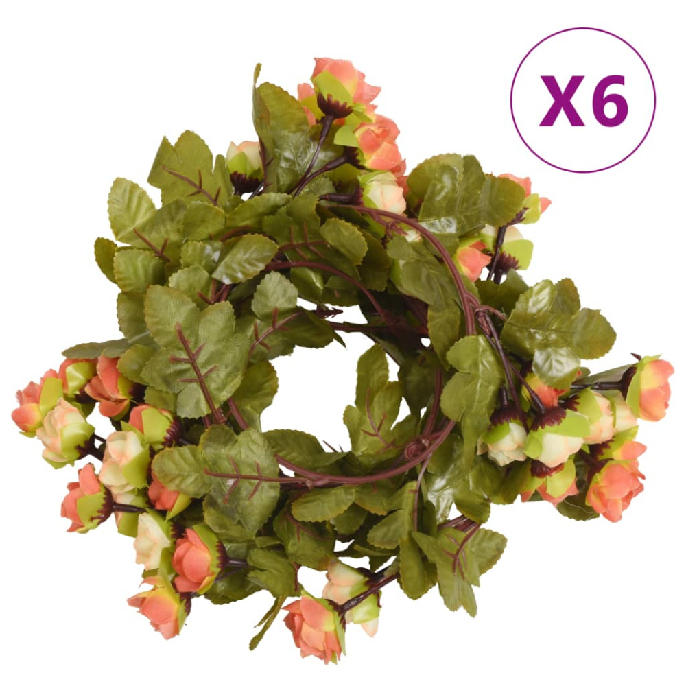 Produktbild för Blomstergirlanger 6 st rosenröd 215 cm