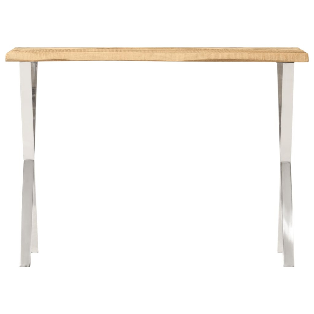 Produktbild för Avlastningsbord med levande kant 105x33x76 cm massivt mangoträ
