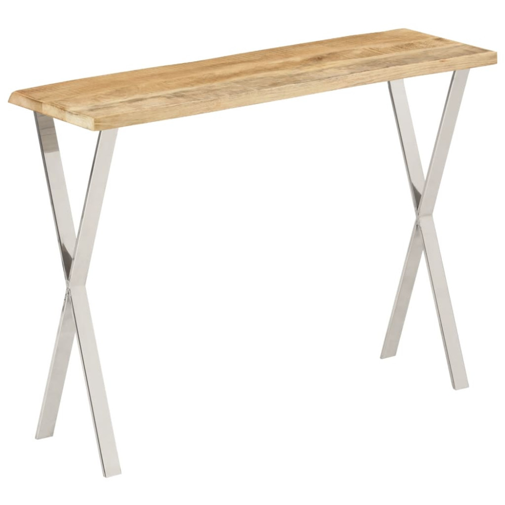 Produktbild för Avlastningsbord med levande kant 105x33x76 cm massivt mangoträ