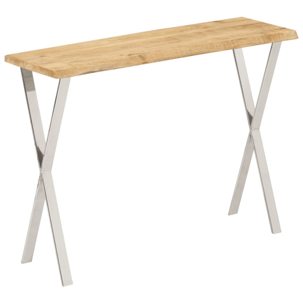 Produktbild för Avlastningsbord med levande kant 105x33x76 cm massivt mangoträ