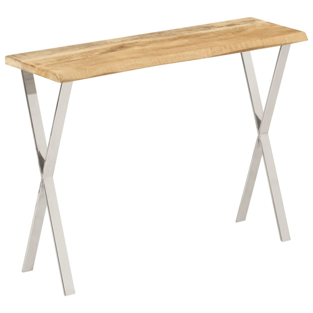 Produktbild för Avlastningsbord med levande kant 105x33x76 cm massivt mangoträ