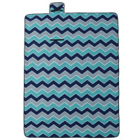 Produktbild för Picknickfilt vikbar blå vågig 200x150 cm sammet