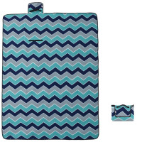 Produktbild för Picknickfilt vikbar blå vågig 200x150 cm sammet