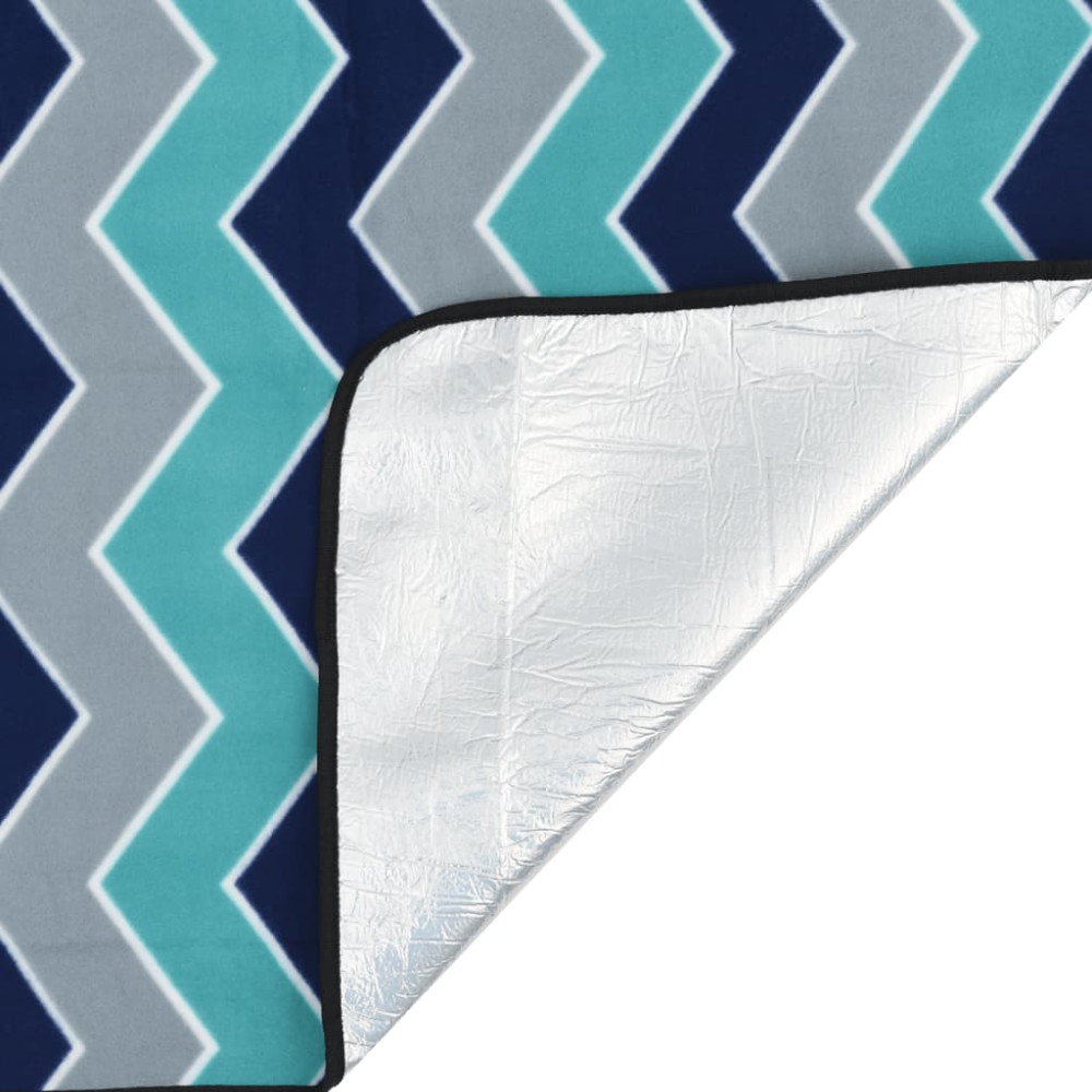Produktbild för Picknickfilt vikbar blå vågig 200x150 cm sammet