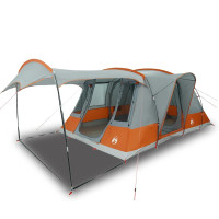 Produktbild för Campingtält tunnel 5 personer grå och orange vattentätt