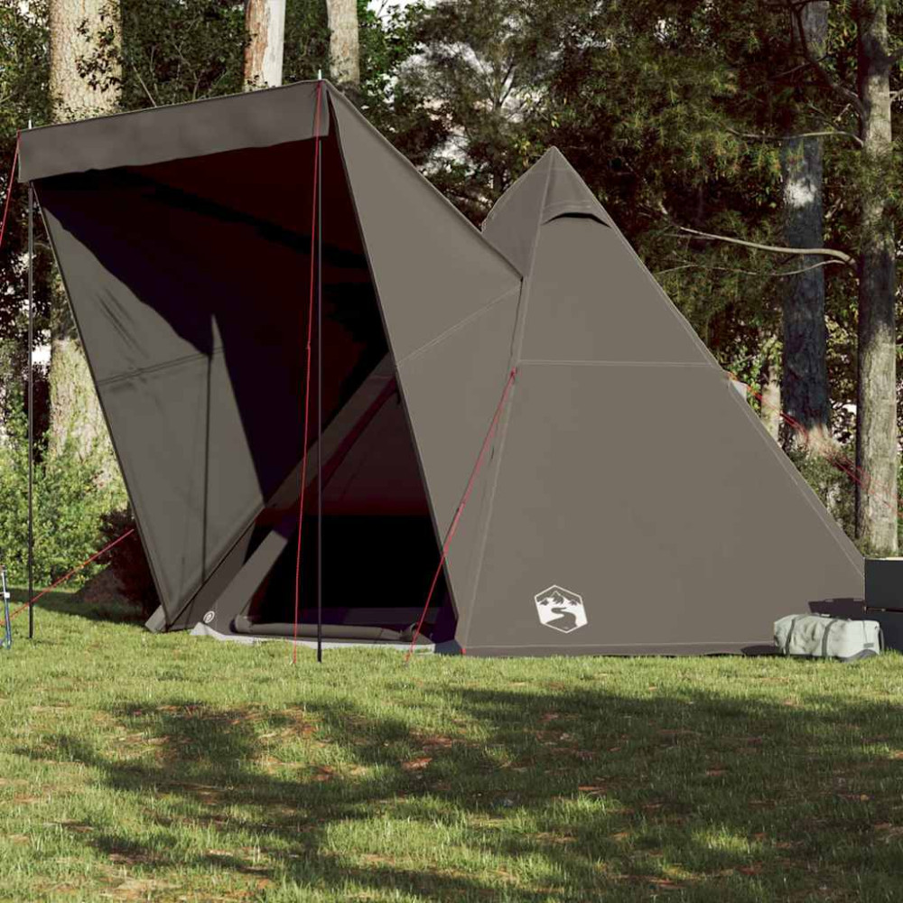 Produktbild för Familjetält tipi 6 personer brun vattentätt