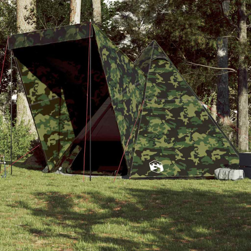 vidaXL Familjetält tipi 6 personer kamouflage vattentätt