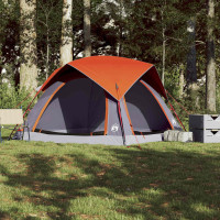 Produktbild för Campingtält 4 personer grå och orange vattentätt