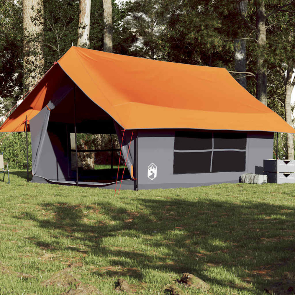 Produktbild för Campingtält 5 personer grå och orange vattentätt