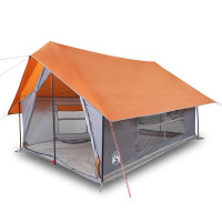 Produktbild för Campingtält 5 personer grå och orange vattentätt