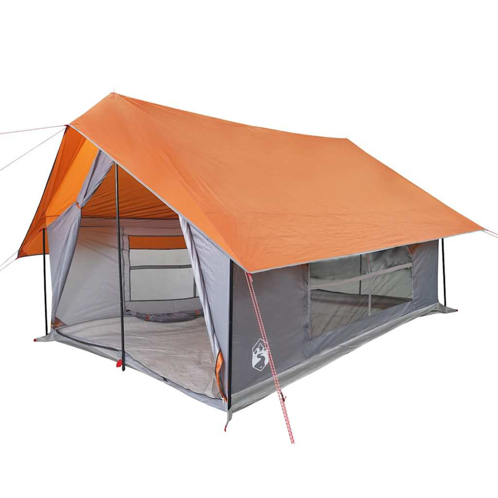 Produktbild för Campingtält 5 personer grå och orange vattentätt
