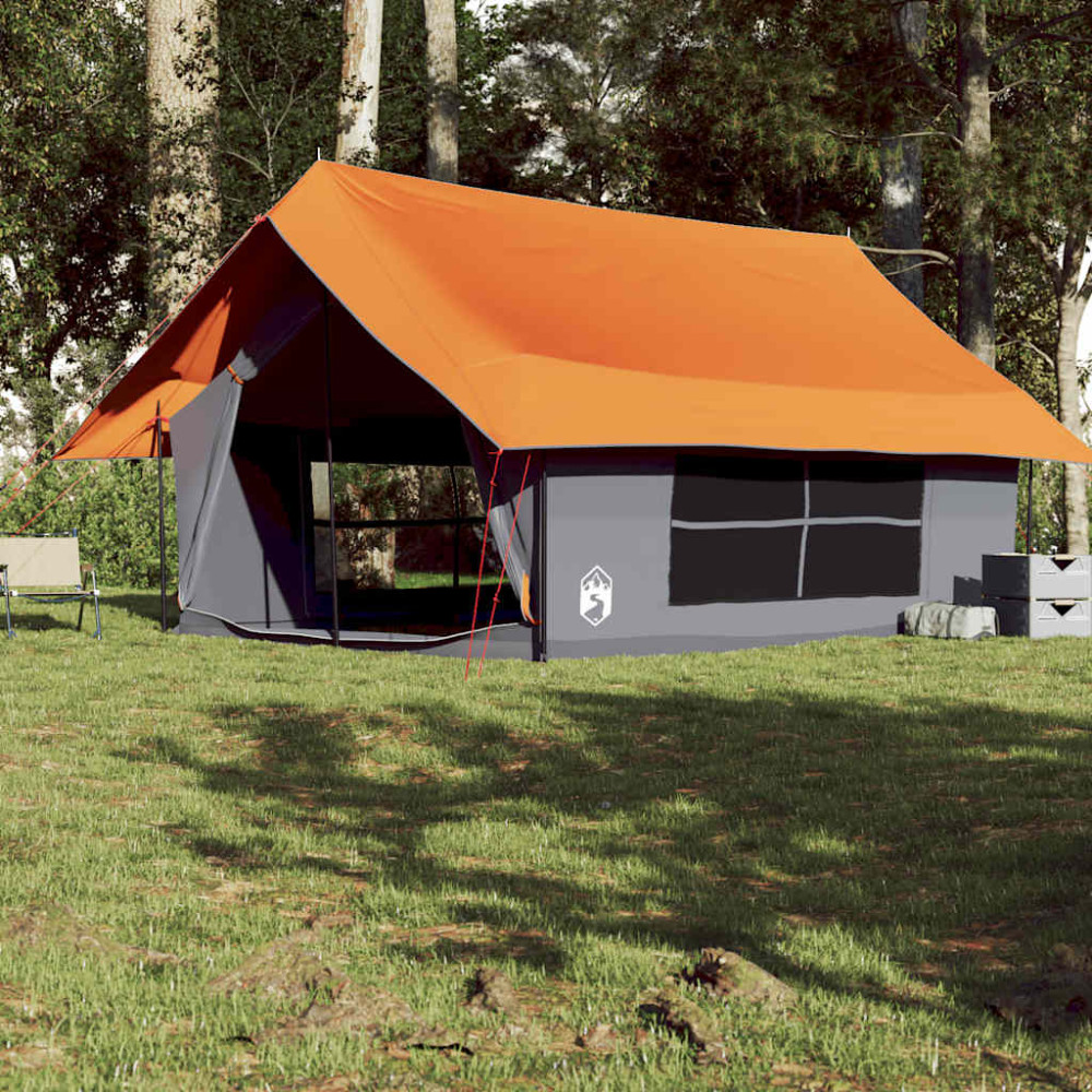 Produktbild för Campingtält 5 personer grå och orange vattentätt