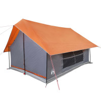 Produktbild för Campingtält 5 personer grå och orange vattentätt