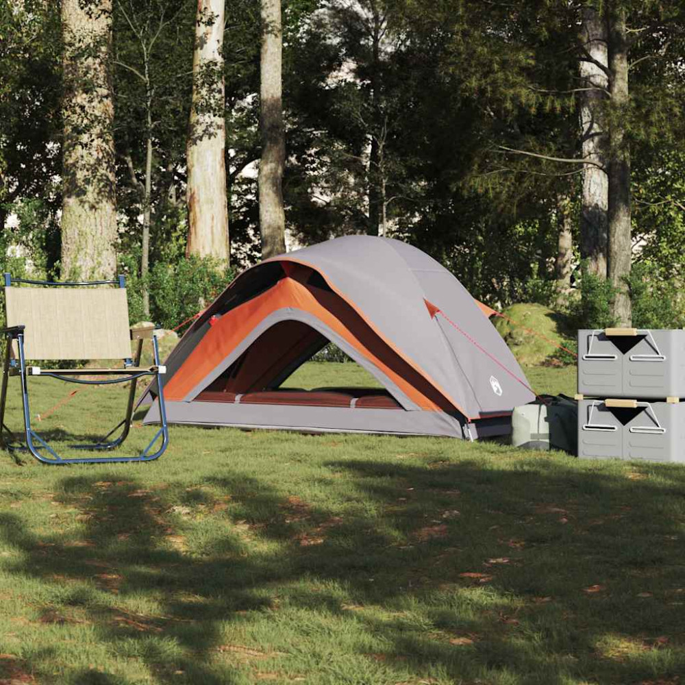 Produktbild för Campingtält 1 person grå och orange vattentätt