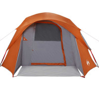 Produktbild för Campingtält 4 personer grå och orange vattentätt