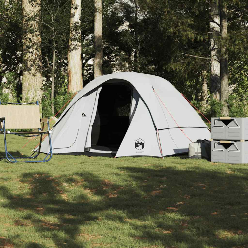 Produktbild för Campingtältstuga 4-personers vit mörkläggningstyg vattentät
